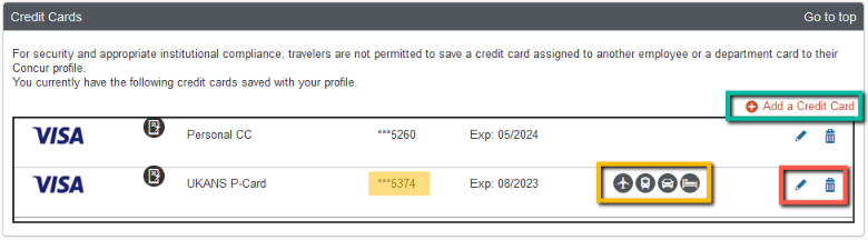 Screenshot of Step Twelve: Credit Cards section