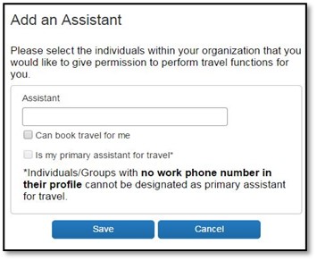 Screenshot of Step Eleven: Add an Assistant pop up box