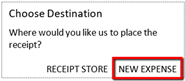 Screenshot of Choosing Destination for receipt