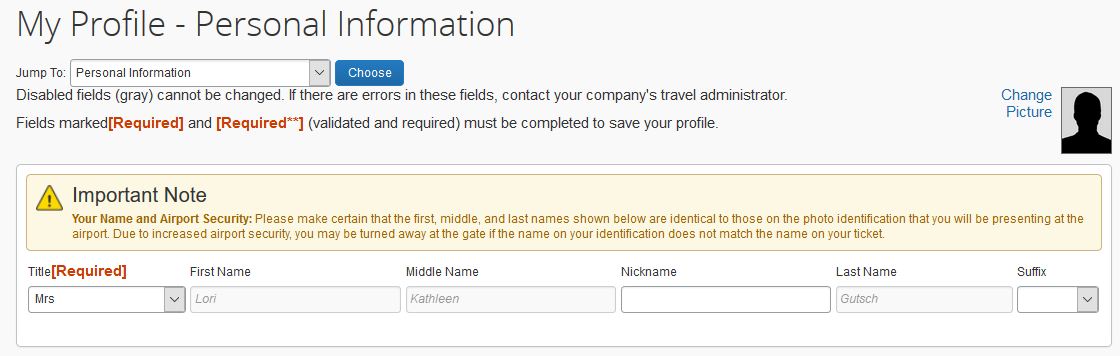 Screenshot of Step Two: Personal Information section