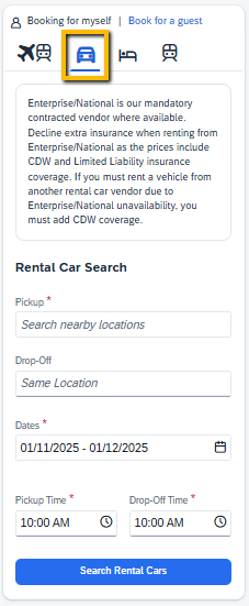 Image of Rental Car Search Tool