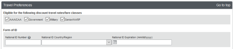 Screenshot of Step Nine: Eligible Discount Rate/Fare Classes section