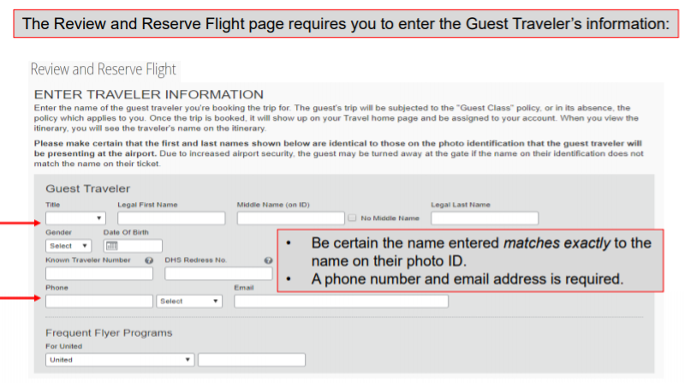 Screenshot of Step Two: Guest Traveler information form