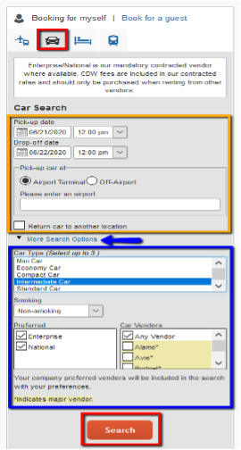 Screenshot of Step One: Car Search